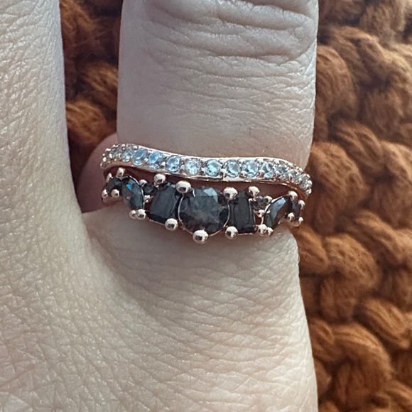 Rose Gold and Black Stone Women's Ring - Picture 2 of 5